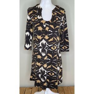 EMELEE Pattern Print 3/4 Sleeve Knee Length Dress